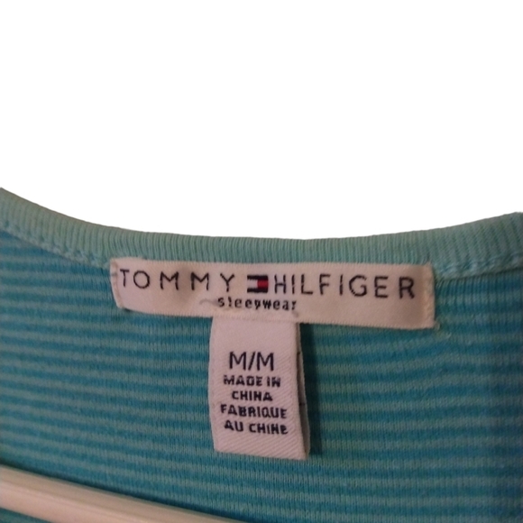 Tommy Hilfiger Sleepwear Light Blue Stripped Back Panel Comfortable Tank Sz. M - Picture 3 of 6